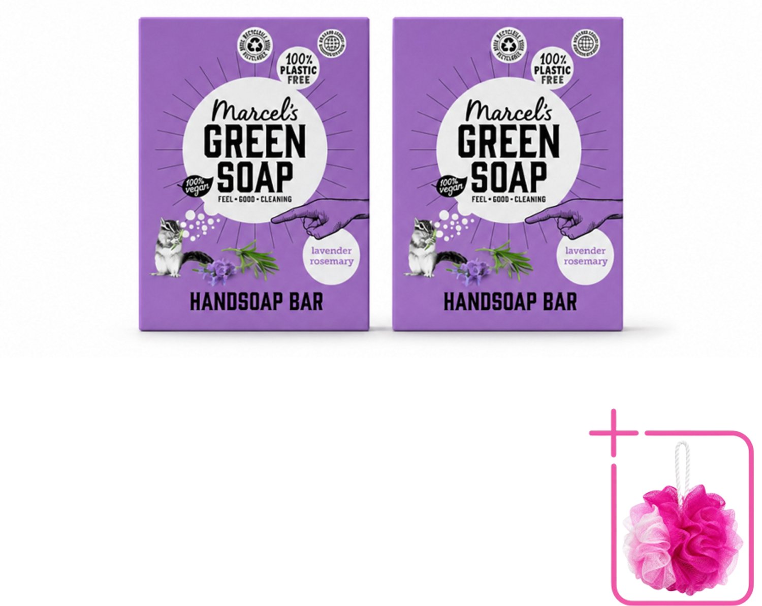 2 x Marcel's Green Soap - Handzeep Bar - Lavendel & Rozemarijn - Zachte verzorging - 90 gr - Bulkverpakking - Handzeep bar - Douchemop - Natuurlijke handzeep