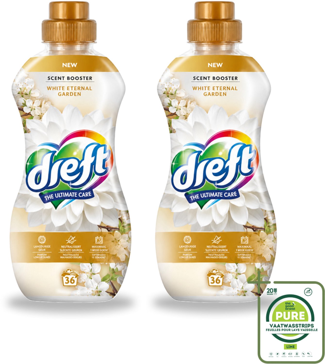 2 x Dreft – White Eternal Garden – Vloeibare Geurbooster – 720 ml – 36 wasbeurten - Grootverpakking - Vaatwasstrips - Wasgeur - Wasgeurbooster - Frisse Geur - Wasmiddel - Textiel Verzorging
