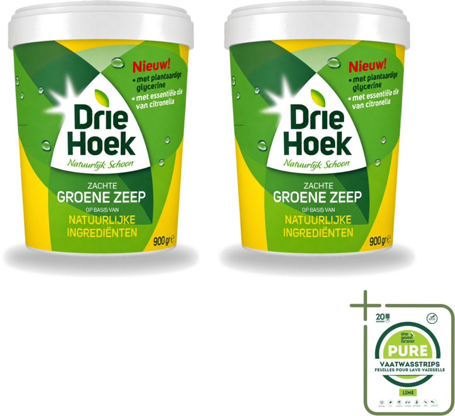 2 x Driehoek – Zachte Zeep – Groene Zeep – 900 gr - Grootverpakking - Natuurlijke Zeep - Reinigingsmiddel - Hout Reinigen - Steen Reinigen - Textiel Reinigen