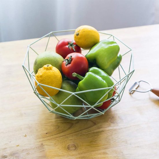 2 Stuks Set Groot Fruitmand, Van Hoge Kwaliteit Smeedijzer Fruitmand Eenvoud Mode Fruitschaal Multifunctioneel Opslag Fruit, Groentesnackbrood enz,Green — afbeelding 2