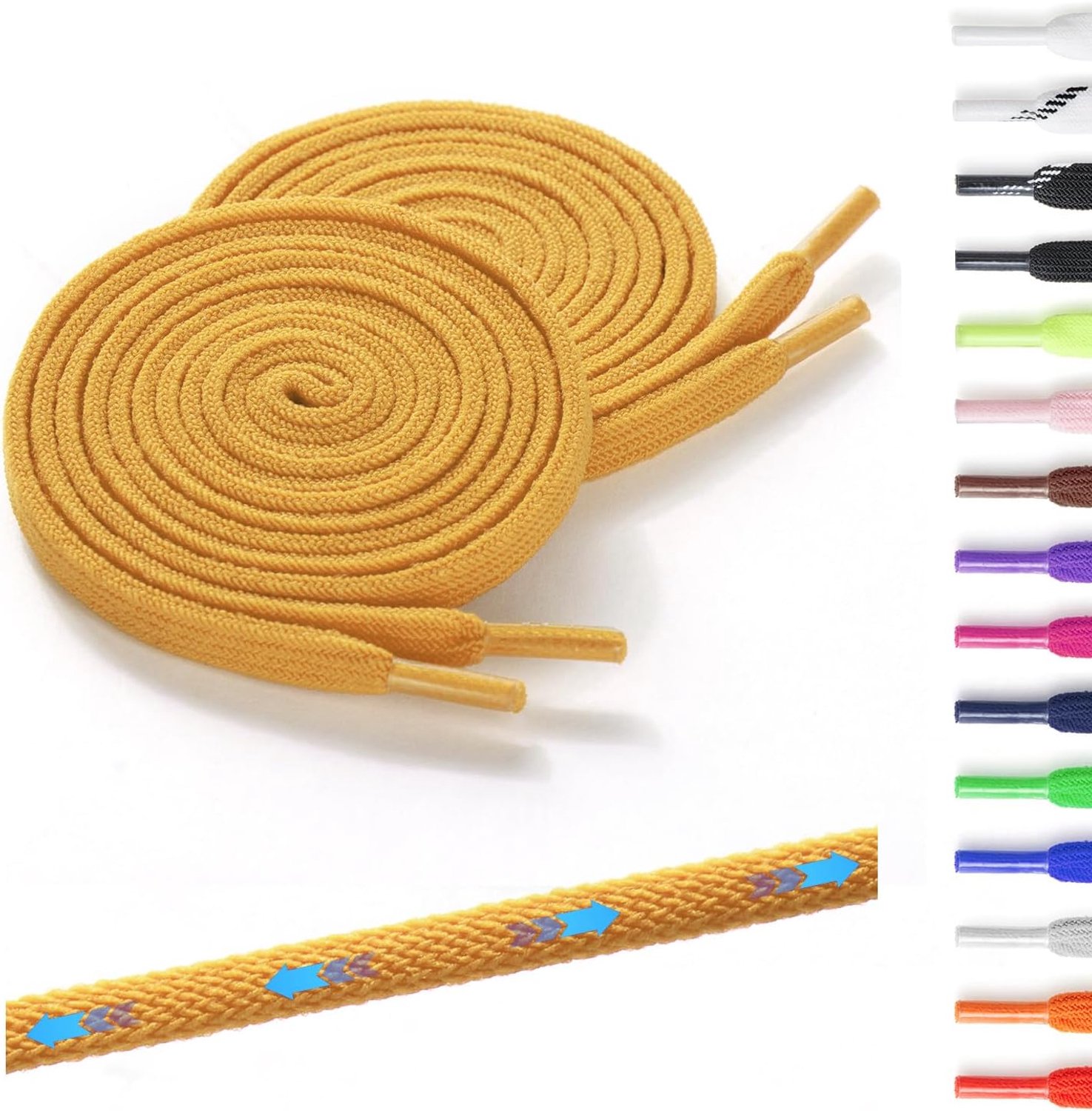 2 paar elastische schoenveters, plat - elastische schoenveters zonder strik voor kinderen en volwassenen, 7 mm breed, rubberen schoenveter
