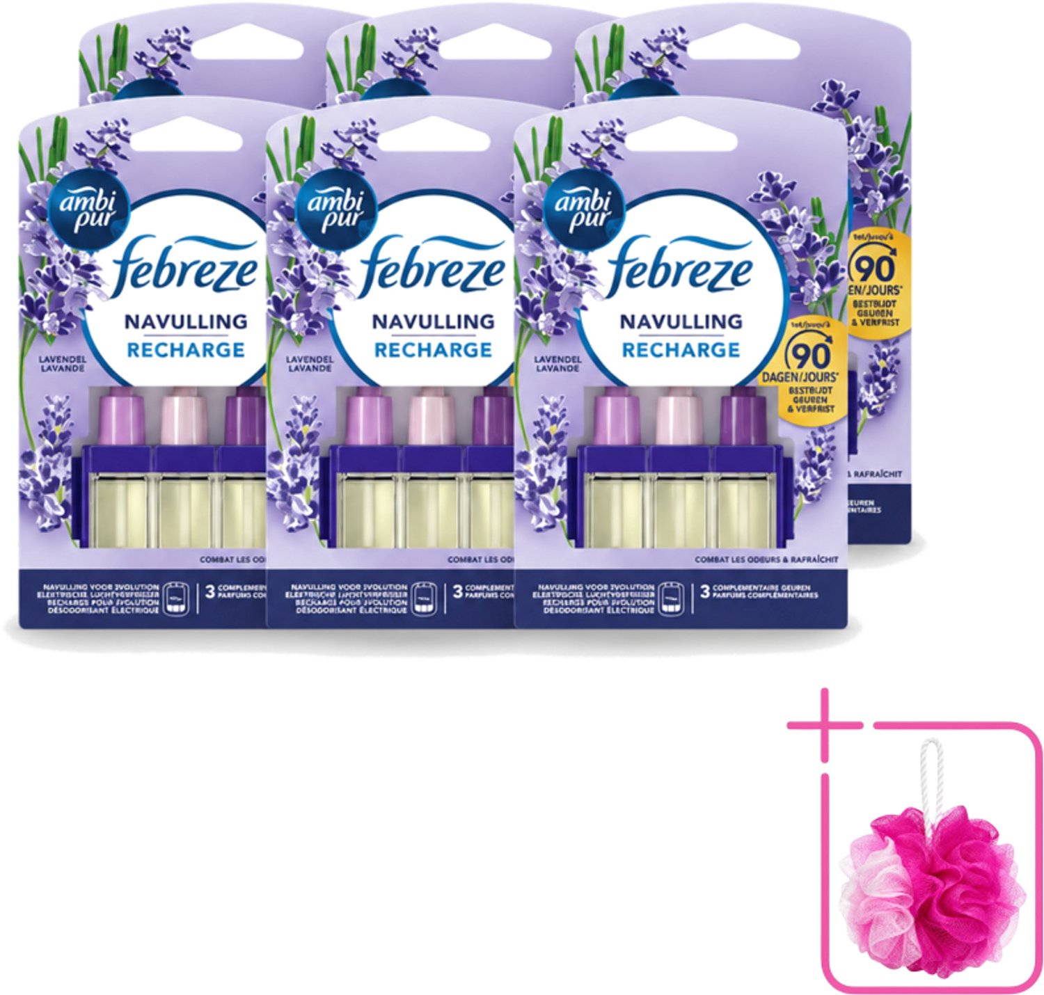 6 x Ambi Pur - 3Volution - Navulling - Lavendel - 20 ml - Bulkverpakking - Geurverspreider - Douchemop - Lavendel