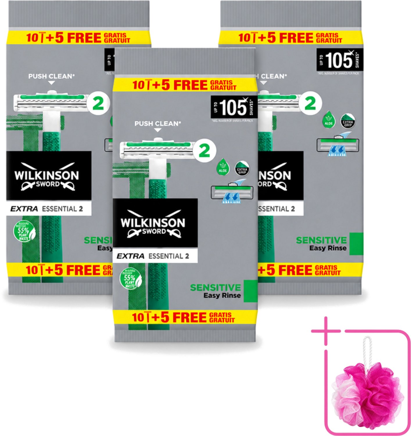 3 x Wilkinson - Wegwerpscheermesjes - Extra Essential 2 Sensitive - Zacht - 15 mesjes - Bulkverpakking - Wegwerpscheermesje - Scheermesje
