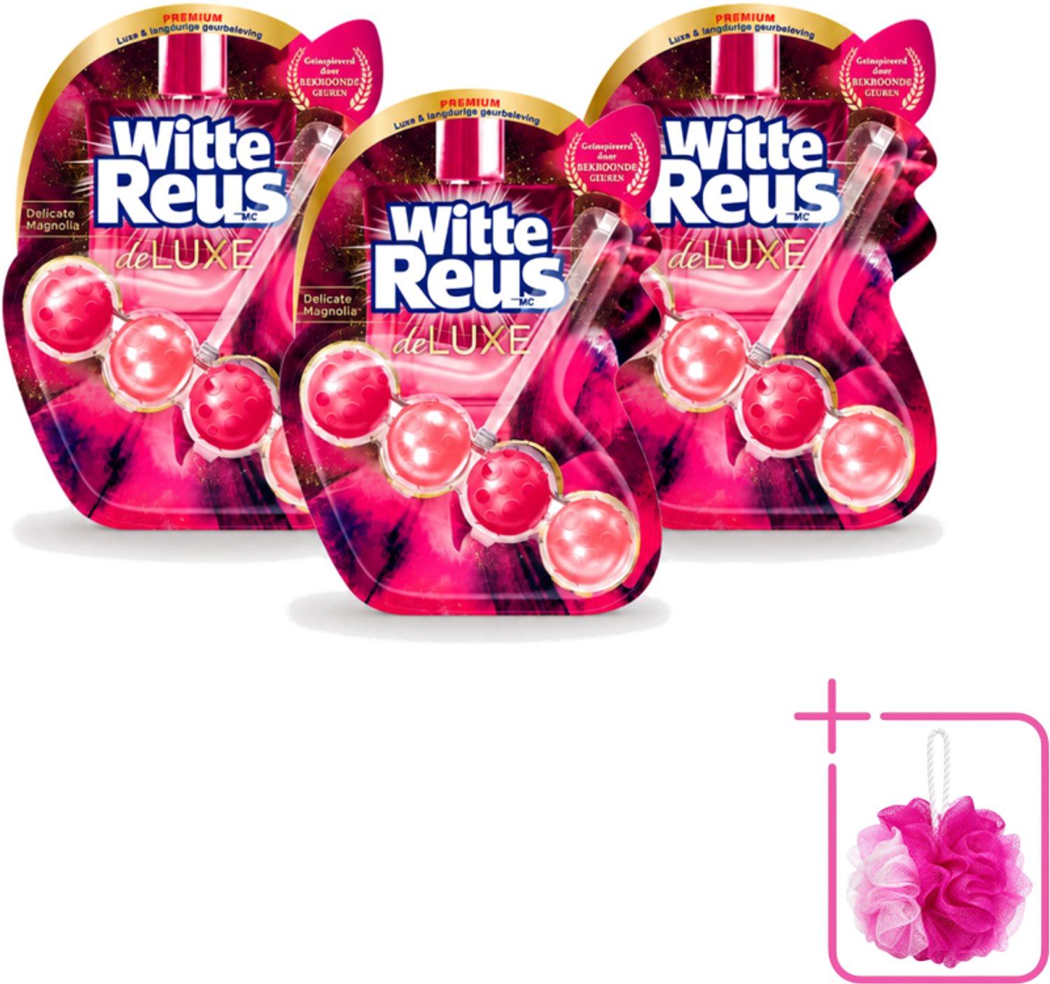 3 x Witte Reus - DeLuxe Toiletblok - Delicate Magnolia - 1 Toiletblok - Bulkverpakking - Toiletgeur - Douchemop - Reinigingsblok