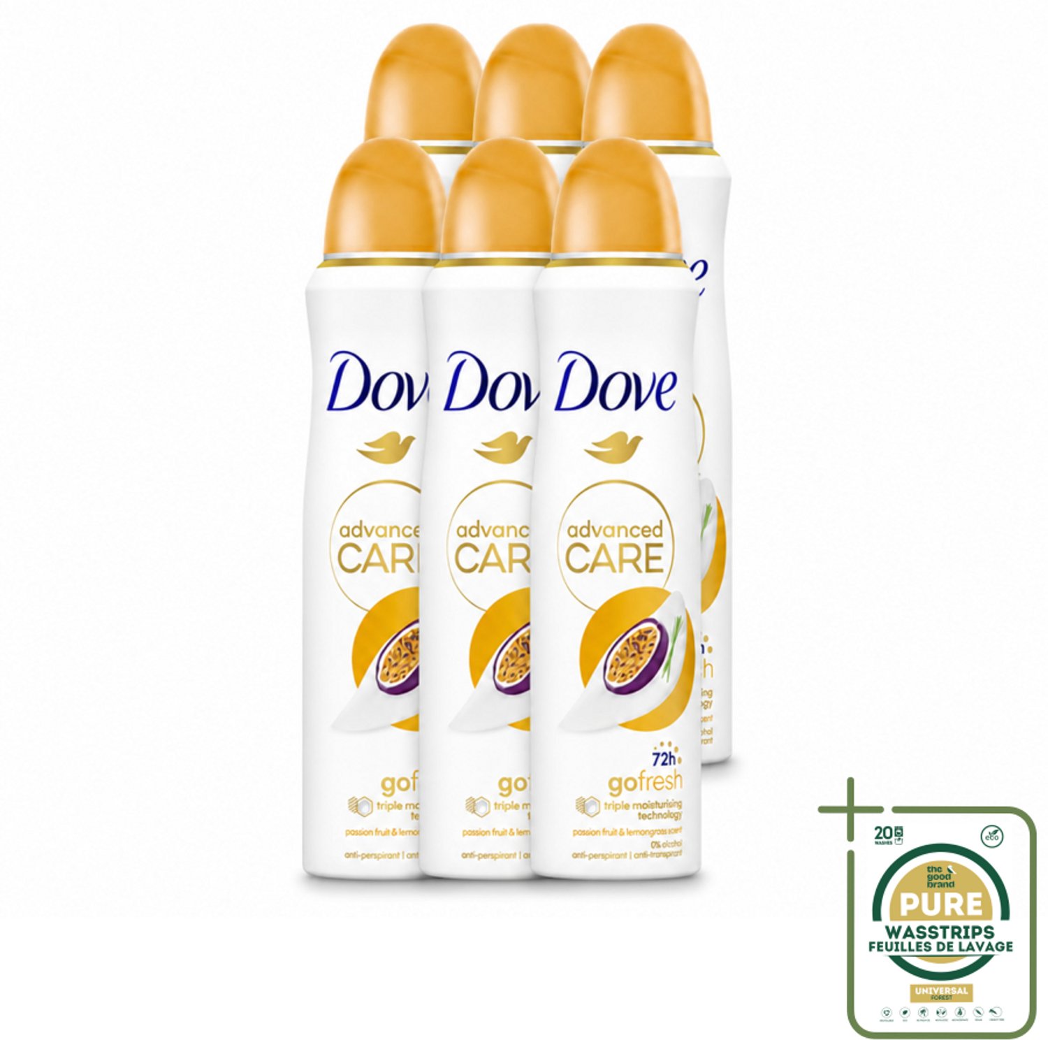 6 x Dove – Deodorant Spray – Passievrucht & Citroengras – 150 ml - Anti-transpirant Spray - Deodorant Spray - Passievrucht En Citroengras - Zweetvermindering - Huidbescherming