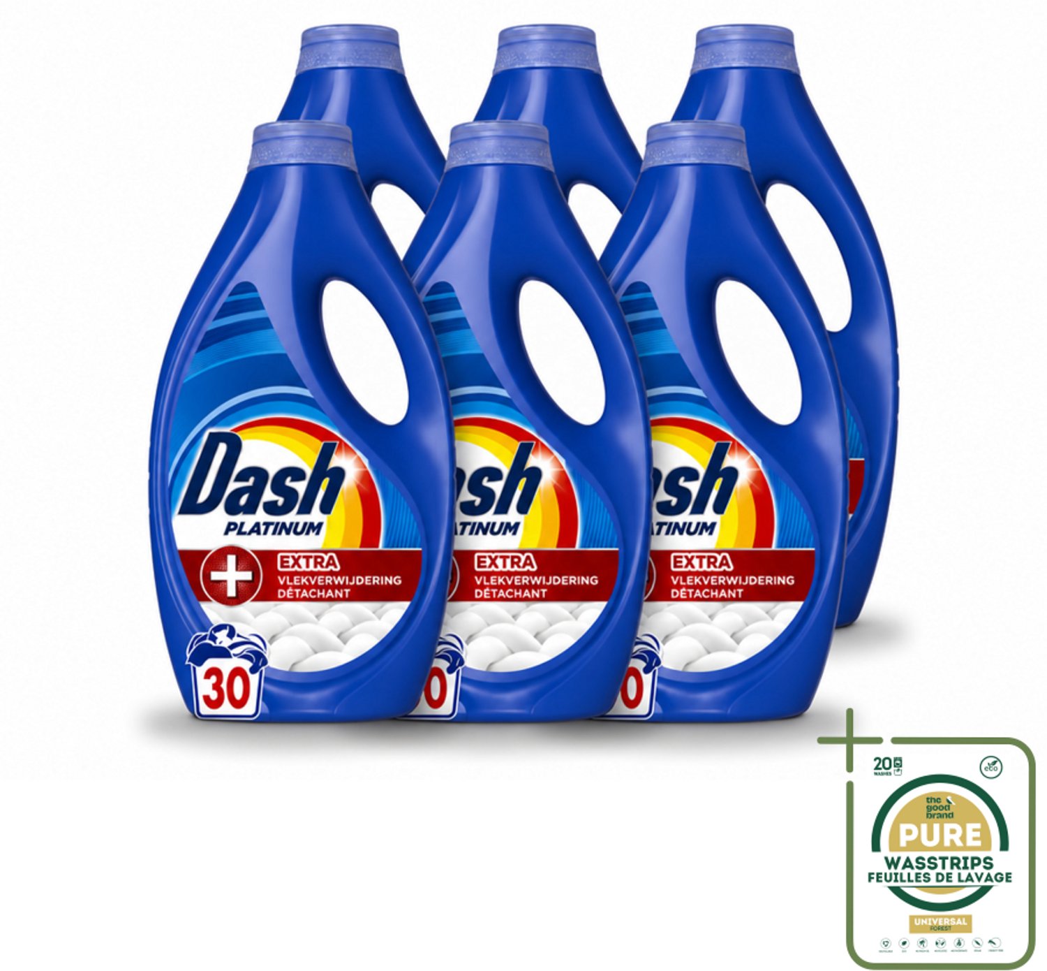 6 x Dash – Wasmiddel – Platinum – 1350 ml - Wasstrips - Wasmiddel - Vlekverwijdering - Krachtig Wasmiddel - Fris Wasmiddel - Voorbehandeling