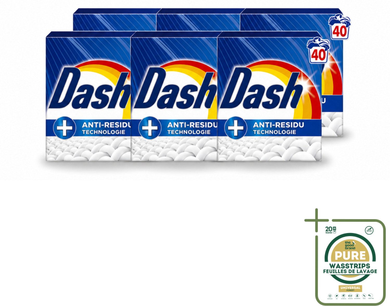 6 x Dash – Waspoeder – Witter Dan Wit – 2,2 kg - Wasstrips - Witte Was - Waspoeder - Wasmiddel - Schone Was - Helder Was