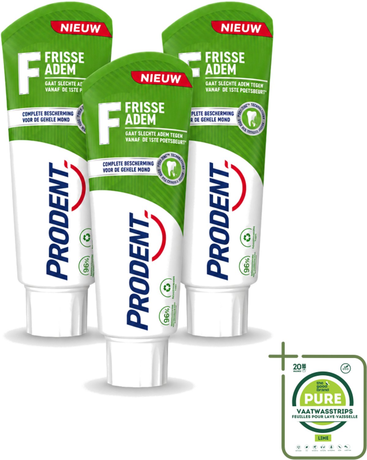 3 x Prodent – Tandpasta – Frisse Adem – Pro-Zinc Technologie - Grootverpakking - Vaatwasstrips - Slechte Adem - Frisse Adem - Tandpasta - Antibacteriële Tandpasta - Pro-Zinc