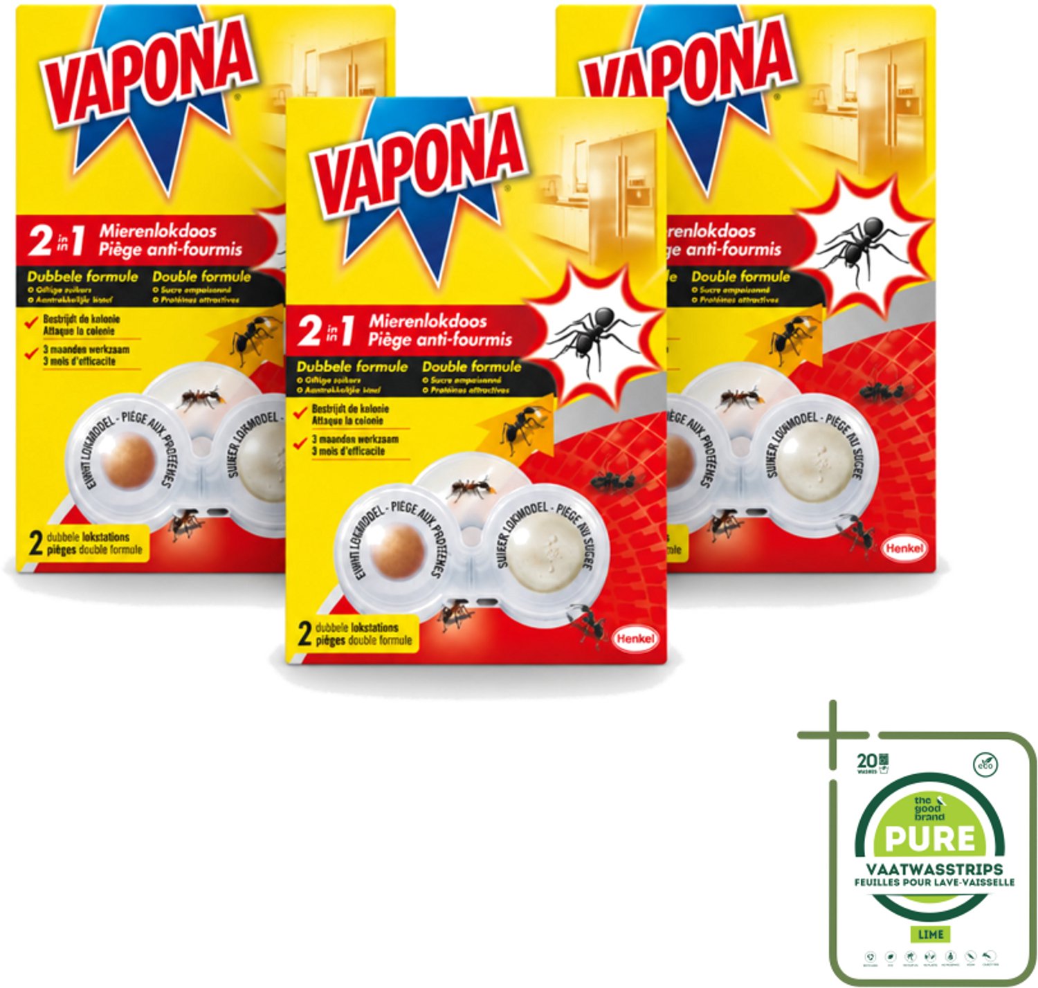 3 x Vapona – Mierenlokdoos – Dubbele Insectenval - Grootverpakking - Vaatwasstrips - Mierenbestrijding - Mierenlokdoos - Mierenbestrijding Binnen En Buiten - Mierenbestrijding Buiten - Mierenbestrijding In De Tuin