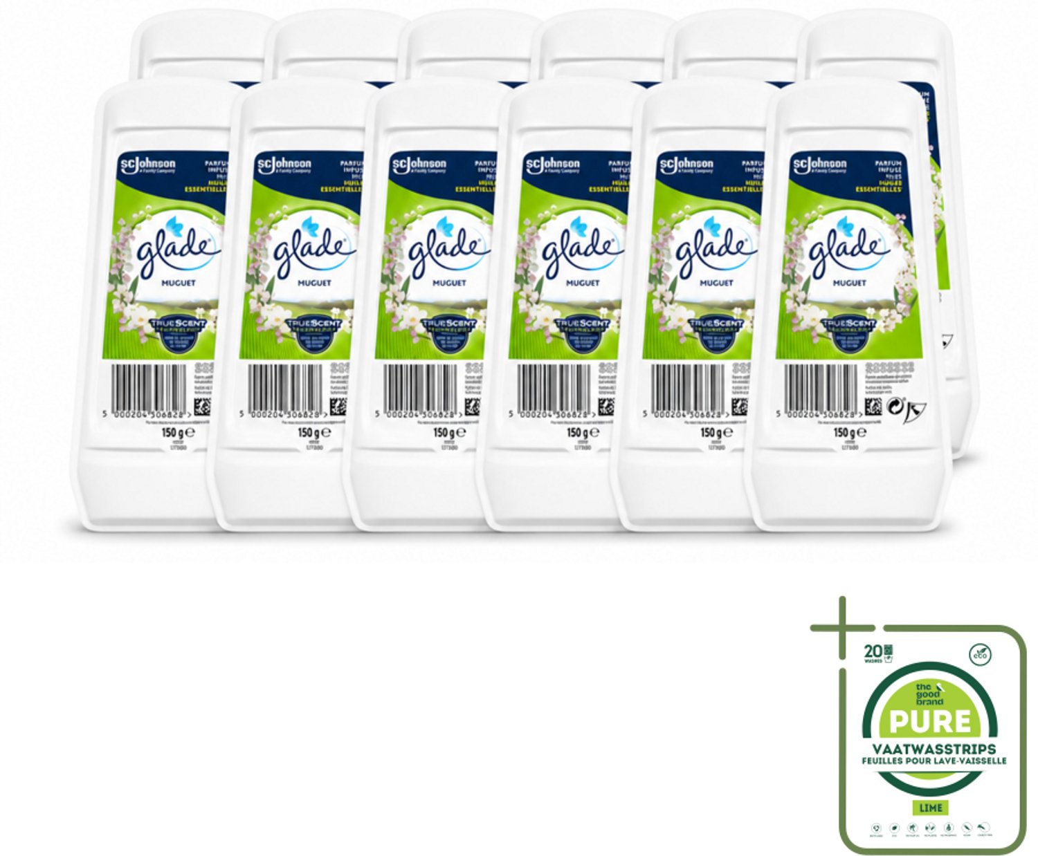 12 x Glade – Luchtverfrisser Gel – Muguet – 150 g - Grootverpakking - Luchtverfrisser - Geur - Muguet - Bloemige Geur - Frisse Geur