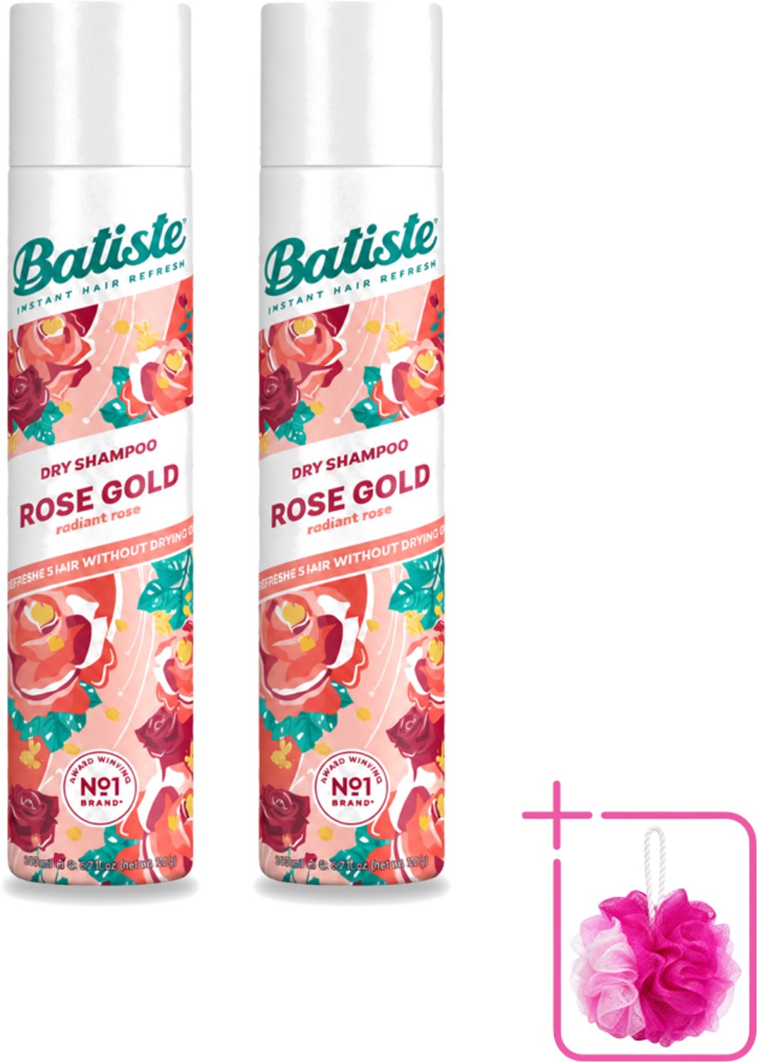 2 x Batiste - Rose Gold - Droogshampoo - Zachte Rozengeur - Verfrist en Zorgt Voor Volume - 200ml - Bulkverpakking - Droogshampoo - Douchemop - Haarverfrissing