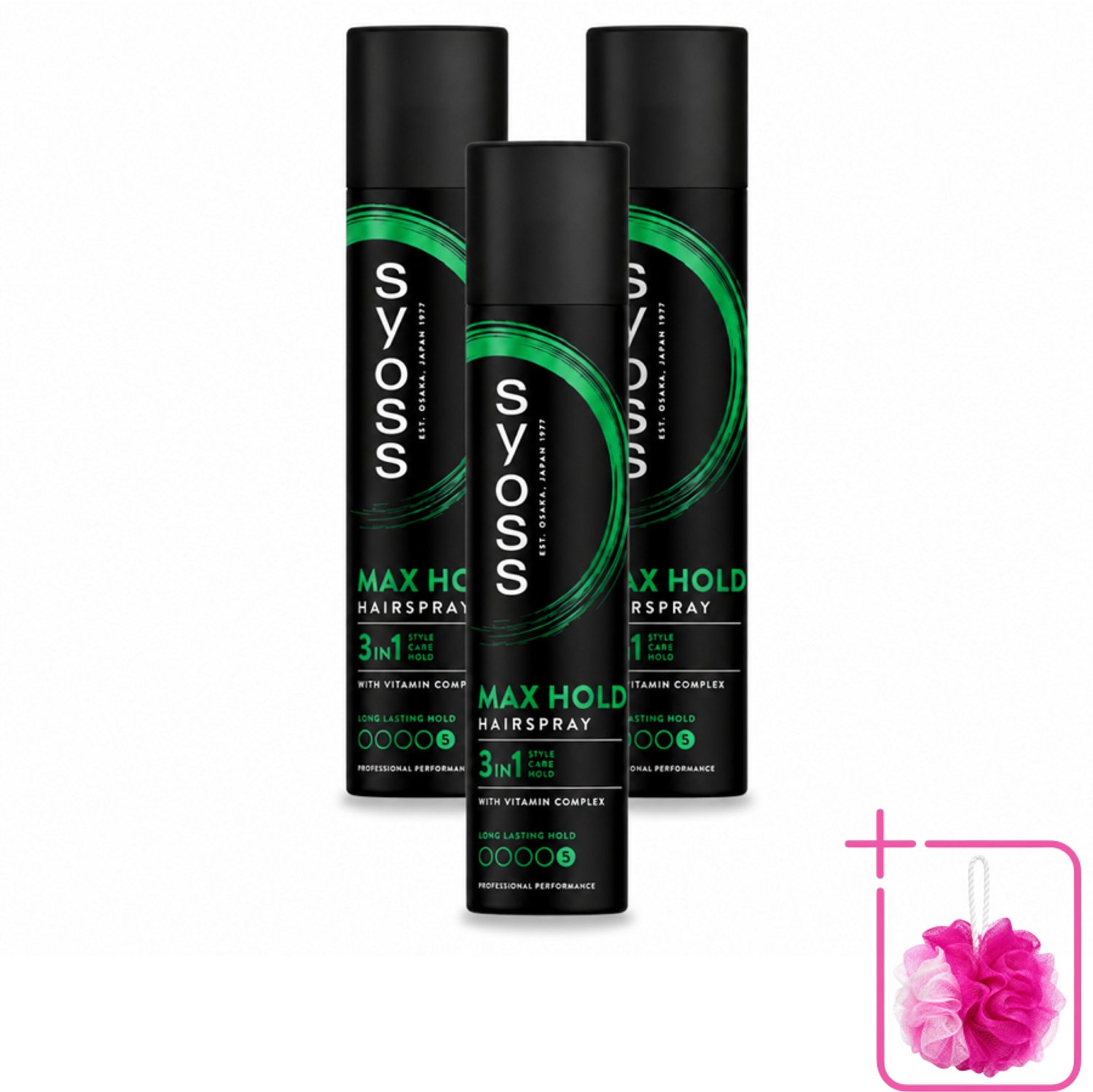 3 x Syoss - Max Hold - Haarspray - 300 ml - Bulkverpakking - Haarspray - Douchemop - Fixatie