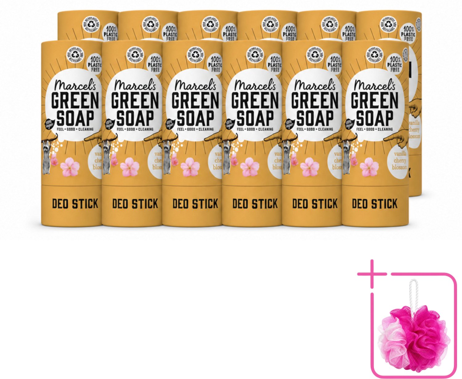 12 x Marcel's Green Soap - Deodorant Stick - Vanille & Kersenbloesem - Langdurige frisheid - 40 gr - Bulkverpakking - Deodorantstok - Natuurlijke deodorant