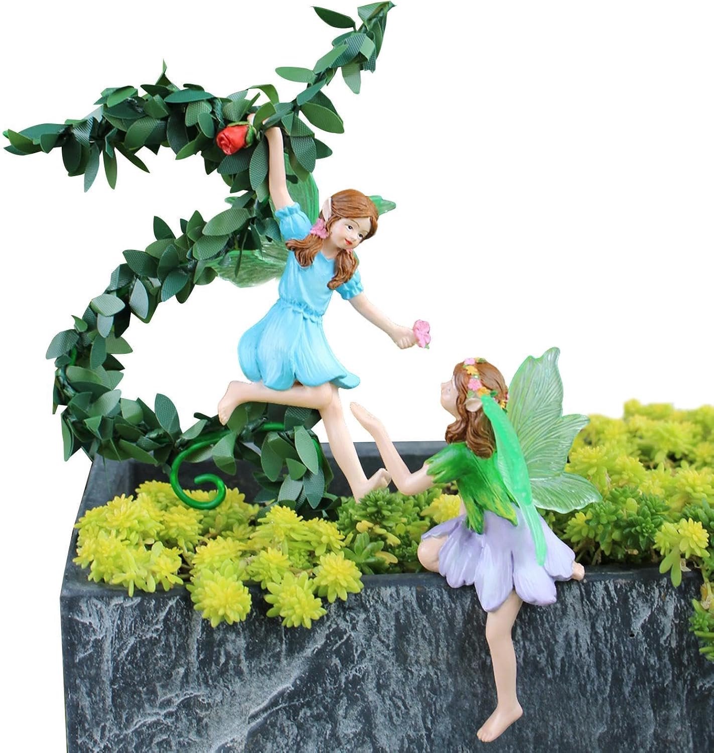 Feeën beeldjes gloeiende sculptuur bloempot decor