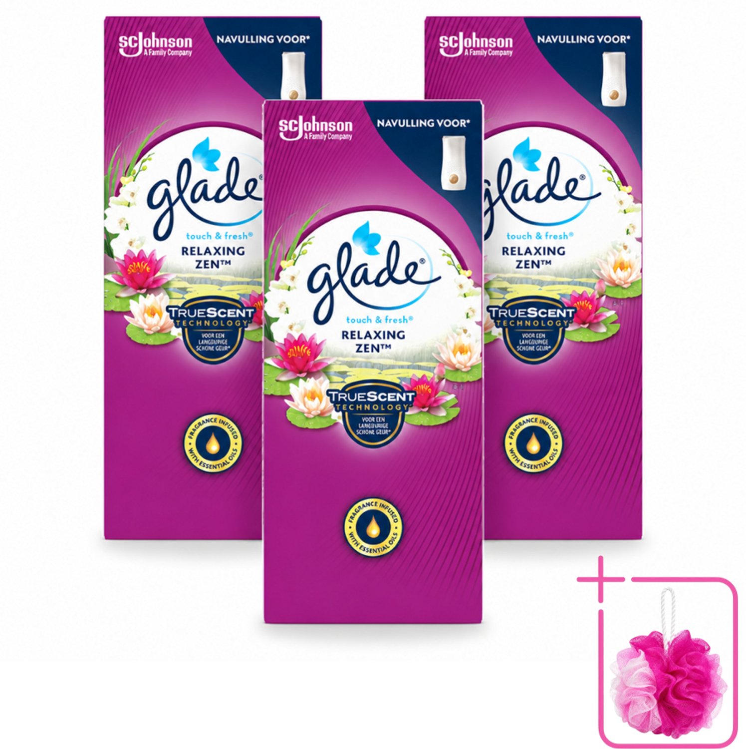 3 x Glade – Touch & Fresh Navulling – Relaxing Zen – 10 ml - Bulkverpakking - Geurboost - Luchtverfrisser