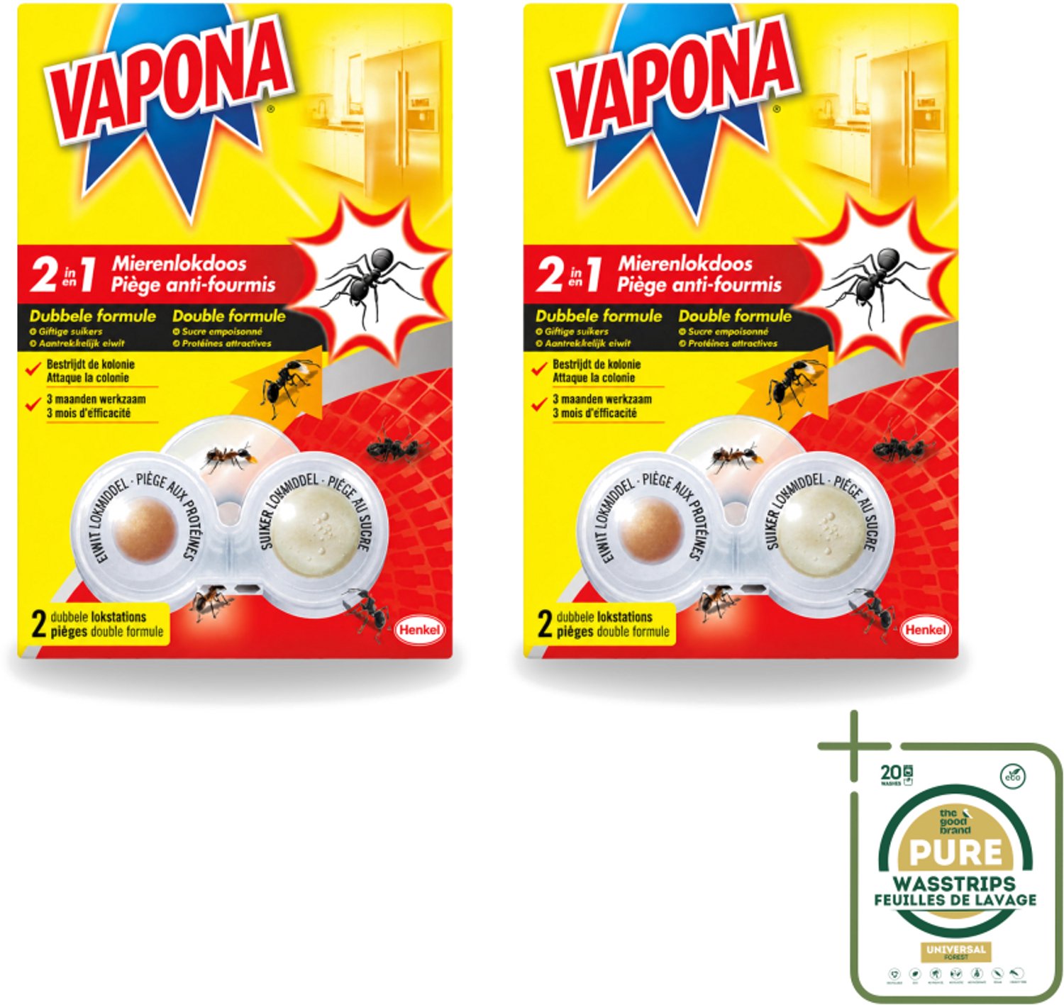 2 x Vapona – Mierenlokdoos – Dubbele Insectenval - Wasstrips - Mierenbestrijding - Mierenlokdoos - Mierenbestrijding Binnen En Buiten - Mierennest - Mierenbestrijding Effectief