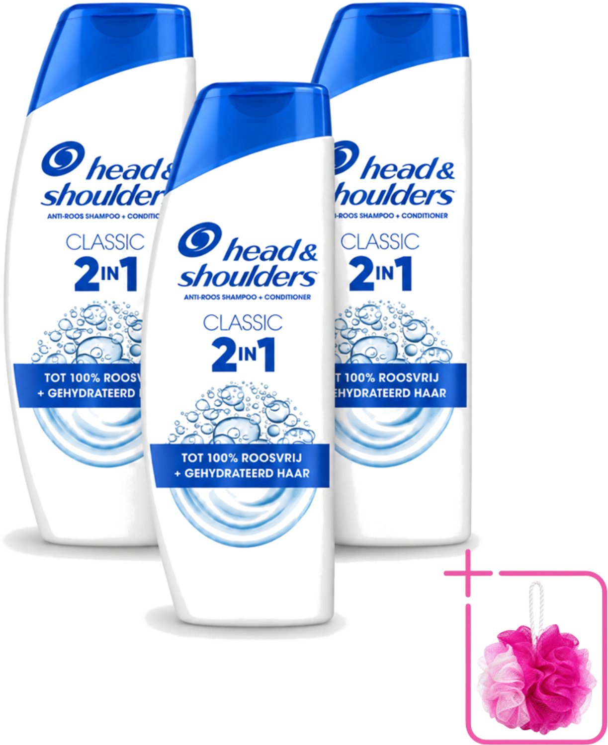 3 x Head & Shoulders – 2-in-1 – Classic – 625 ml - Bulkverpakking - Anti-roos shampoo - Douchemop - 2-in-1 shampoo