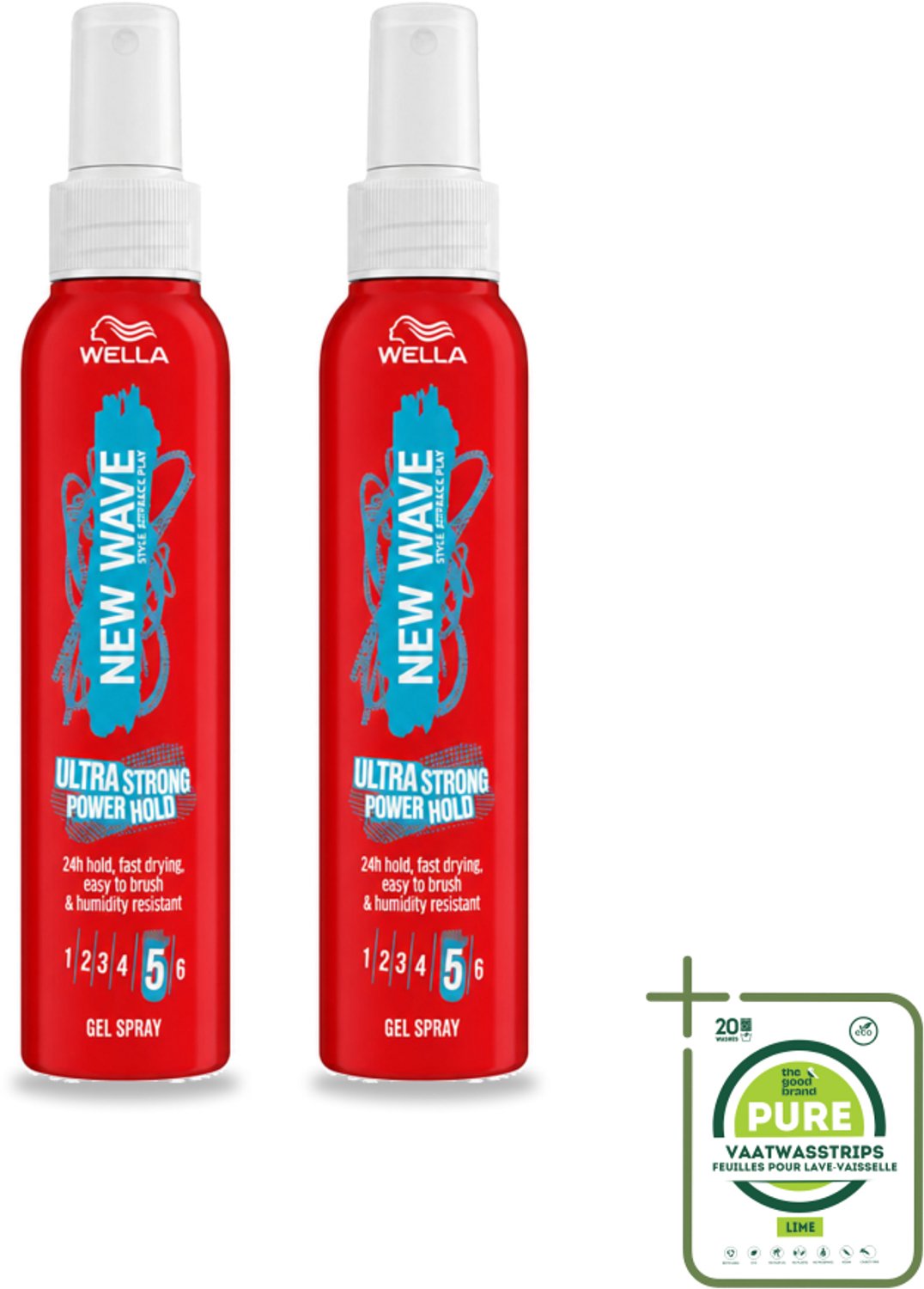 2 x Wella – New Wave Power Hold – Gelspray – 150 ml - Grootverpakking - Vaatwasstrips - Kapsel Stylen - Krachtige Hold - Styling Spray - Haar Fixeren - Gedefinieerde Kapsel