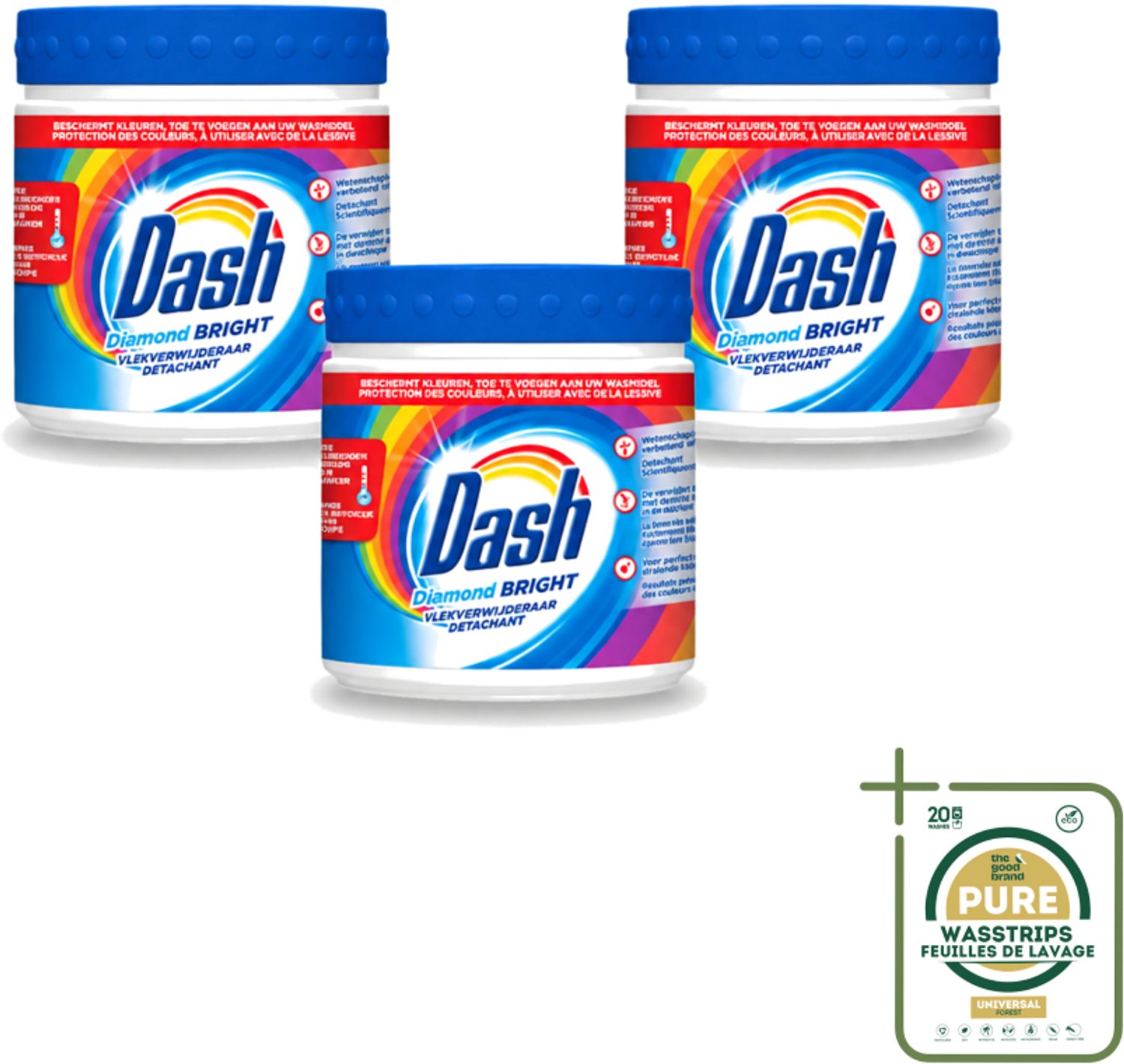 3 x Dash – Vlekverwijderaar – Diamond Bright Kleur – 500 g - Wasstrips - Vlekverwijderaar - Kleur - Wasmiddel - Vlekken Op Kleding - Poeder