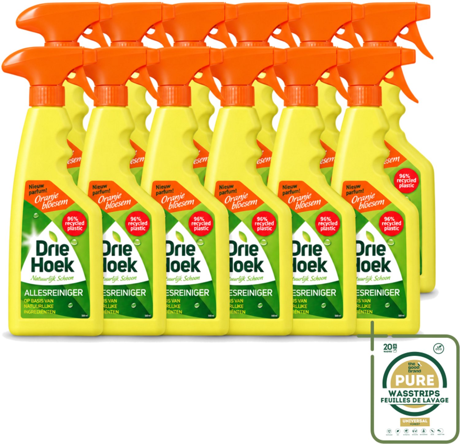 12 x Driehoek – Spray Allesreiniger – Oranjebloesem – 500 ml - Wasstrips - Allesreiniger Spray - Reinigingsmiddel - Huishoudelijke Reiniger - Hout Reinigen - Natuursteen Reinigen