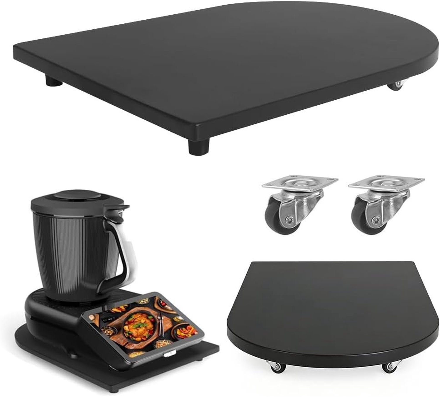 Bamboe glijplank voor Thermomix TM7 met 360° wielen, ideaal voor keukenaccessoires en kookgemak