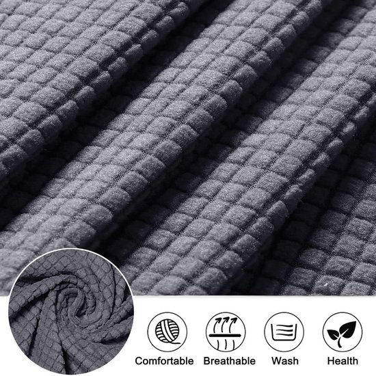 7 Stuks L-vorm Sectioneel Relax Fauteuilhoes Elastisch 5 Zits Hoes Fauteuil voor Woonkamer, Spandex Jacquardstof Kleine Ruitjes-marineblauw — afbeelding 5