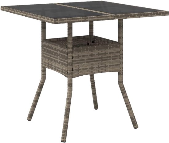 Poly rattan duurzaam terrasmeubilair met dikke kussens grijs 5 delig — afbeelding 5