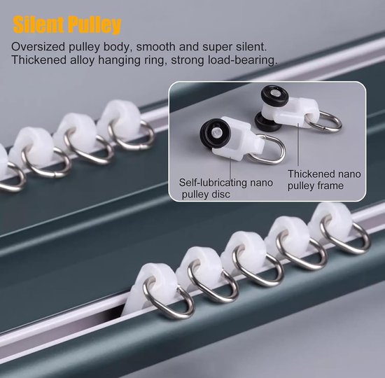 Double Track ain Rails voor Plafond Mount 8-18ft Adjuble Metal ain Staven Ideaal voor Slaapkamer & Woonkamer Wit h & Slish — afbeelding 4