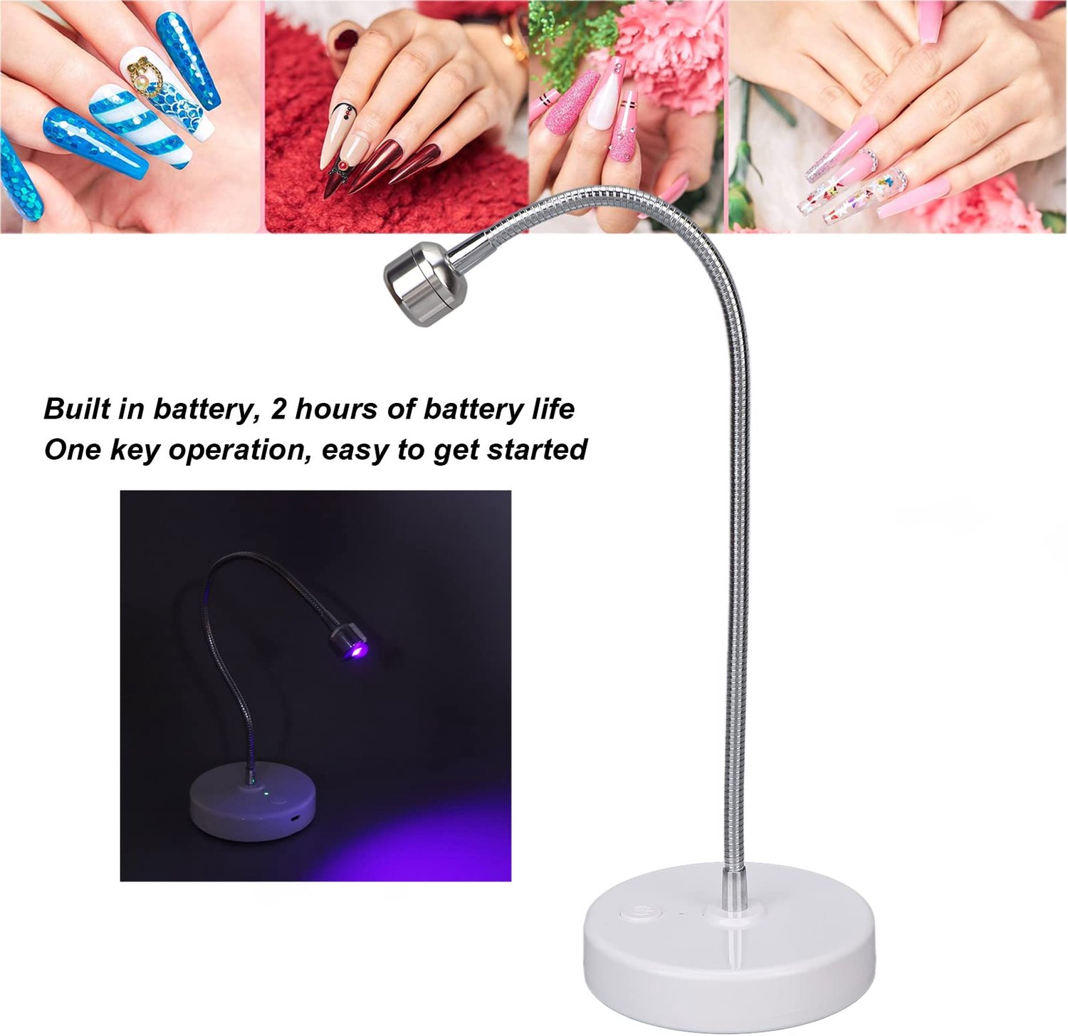 UV-nagellamp, draagbare nagelgeldroogmachine, verstelbare hoek en antikras, voor thuis en in de salon - ShopVlot