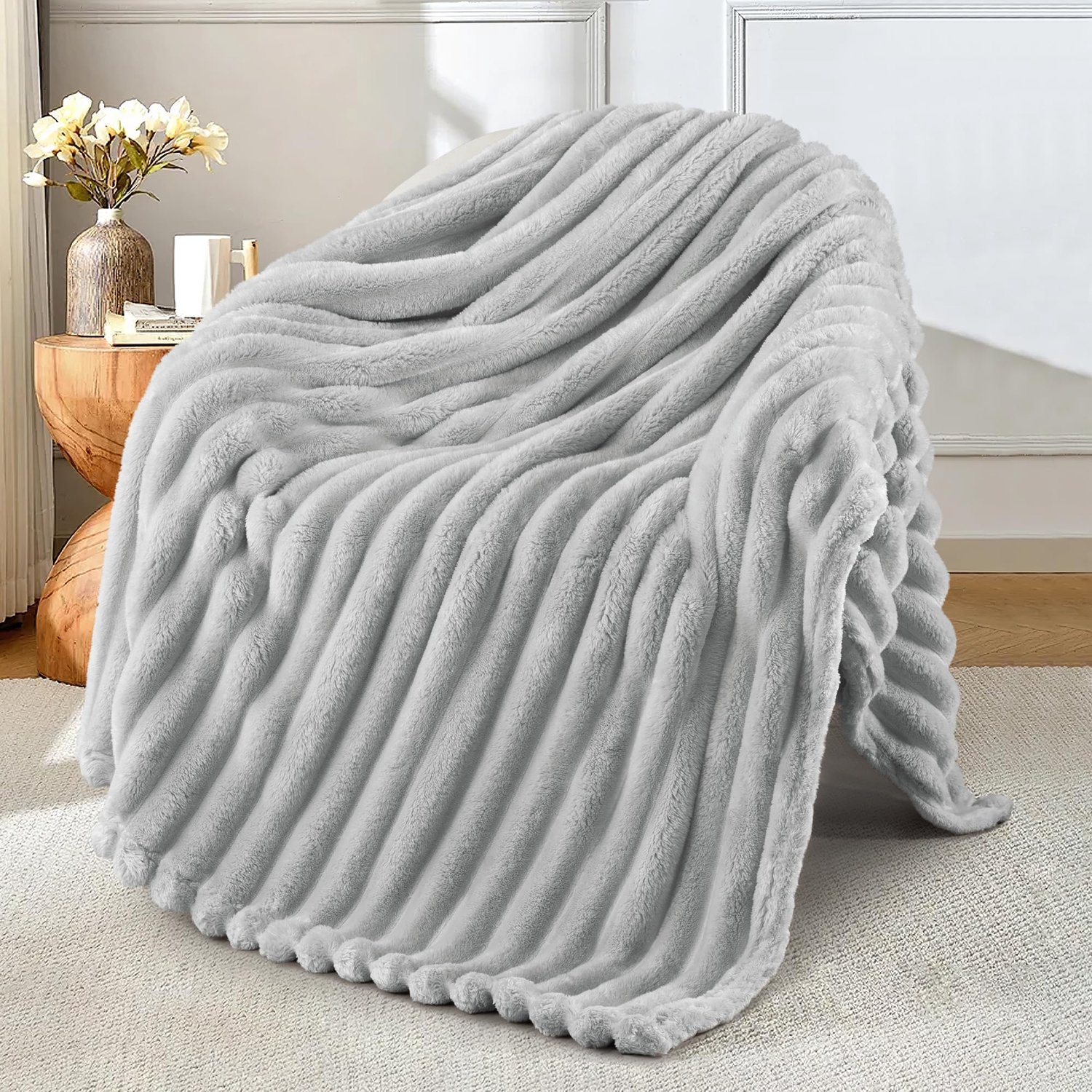 Exclusivo Mezcla Omkeerbare Polardeken, Gestreept Jacquard, Licht en Zacht