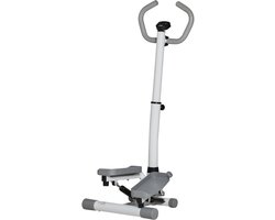HOMCOM Steptoestel Staal, ABS 55L x 53B x 118-128H cm Wit+Grijs