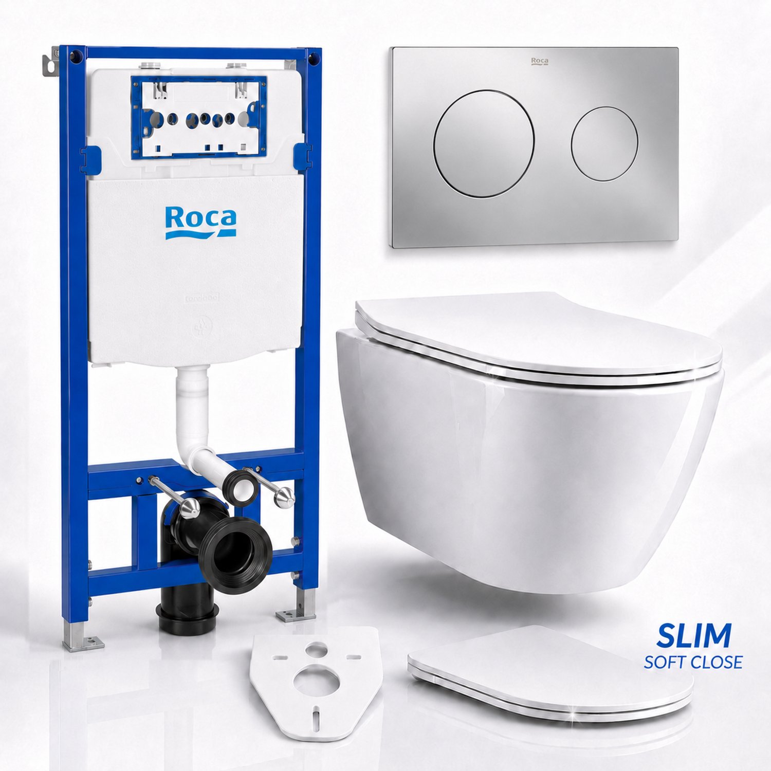 Badland toiletset - Roca DUPLO ONE - ROLO wit - PL10 chroom - A890189001