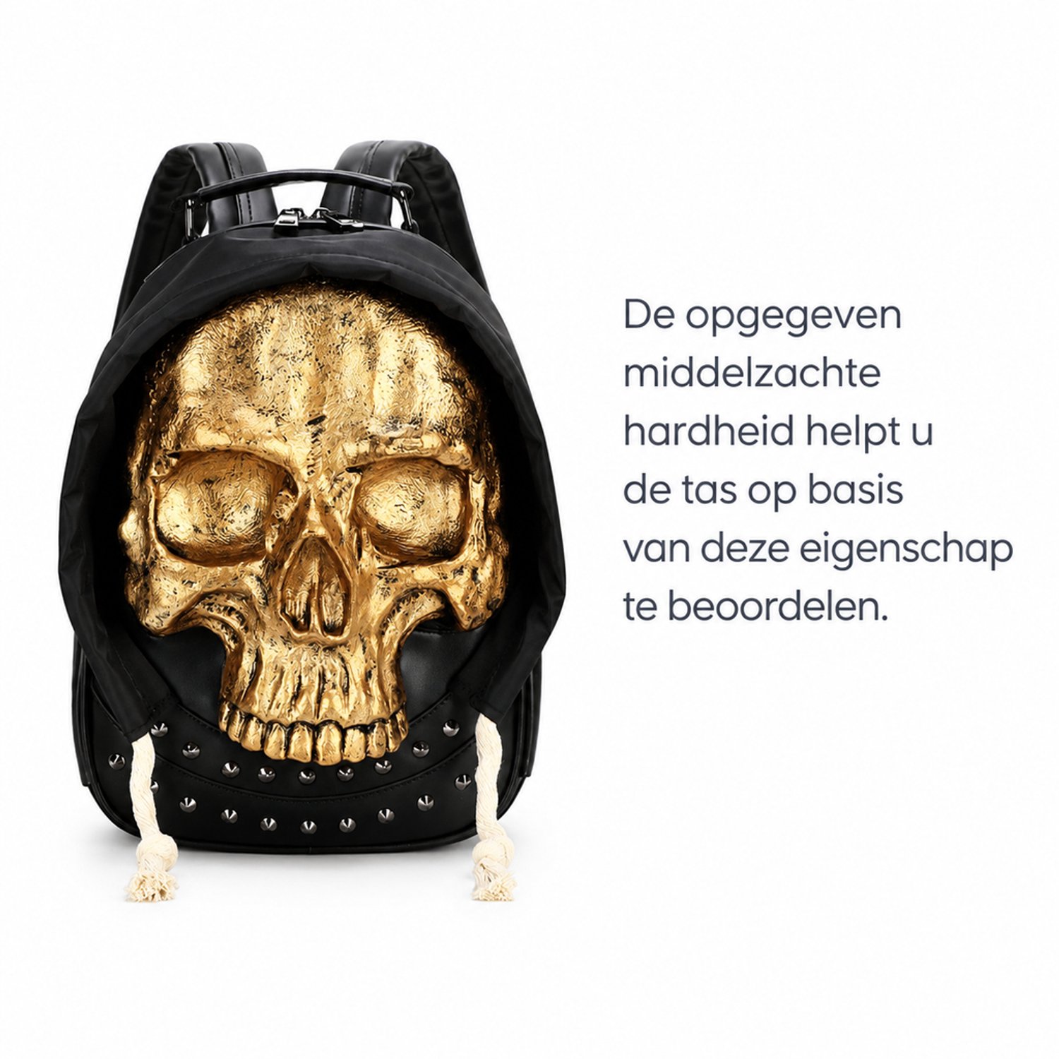 Rugzak goudkleurig met schedelmotief - met vakken voor telefoon en documenten - voor vrije tijd en reizen