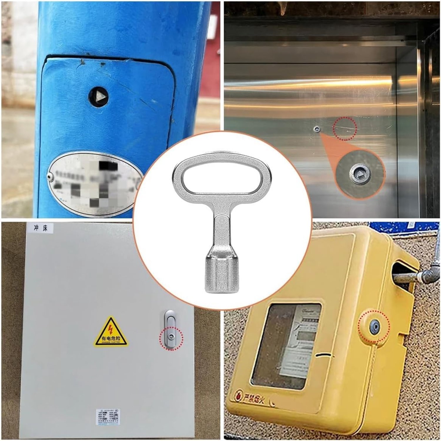 Set van 2 Metalen Driehoekige Sleutels - Aluminium - 52,5 x 39,5 mm - Voor Radiatoren en Meterkasten