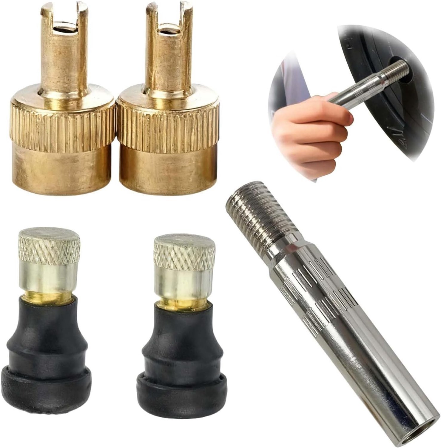 Tubeless Ventielset - Goudkleurig - 40 mm - Koper - Voor Elektrische Step, Fiets en Motor