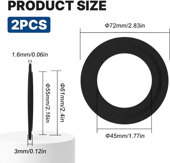 2 stuks wc-spoelventielafdichting, compatibel met Siamp Optima 49/50, 72 mm — afbeelding 2