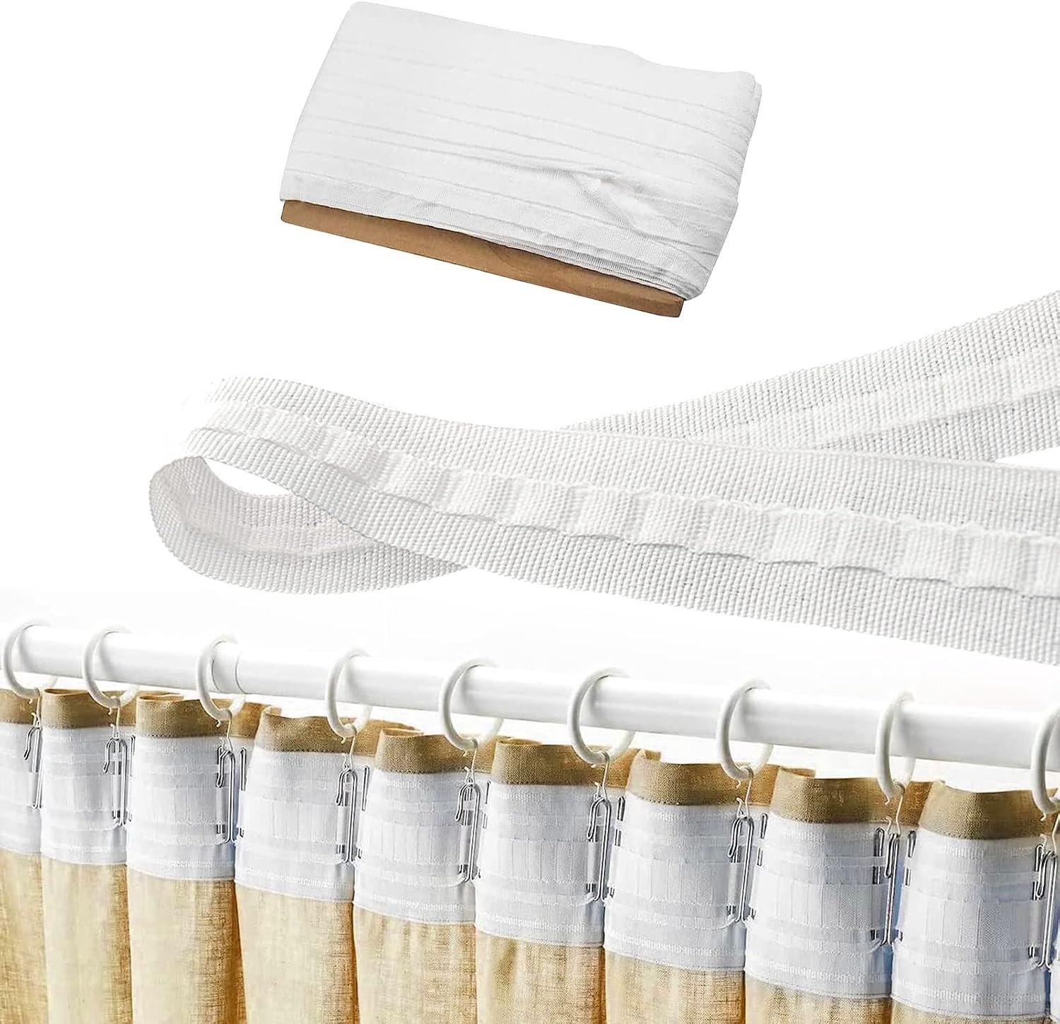 Gordijnband - Wit - 30 m x 2,5 cm - Universele Plooiband - Voor Woonkamer, Slaapkamer, Kantoor