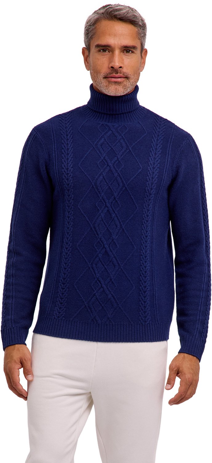 FALKE Ski Wool Cable Roll Neck verwarmend wol cardigan heren Blauw