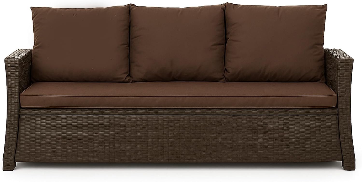 Bankkussen, outdoor zitkussen, voor tuinbank van polyrotan, voor buiten, bankkussen, voor schommelbank, rotan, zitbank (bruin, 160 x 60 x 50 cm)
