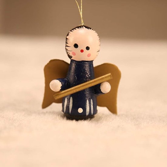 48 stuks kleine kerstornamenten, set met kleine houten kerstboom hangornamenten, sneeuwpop engelen kerstman adventskalender voor decoraties om in de kerstboom te hangen — afbeelding 4