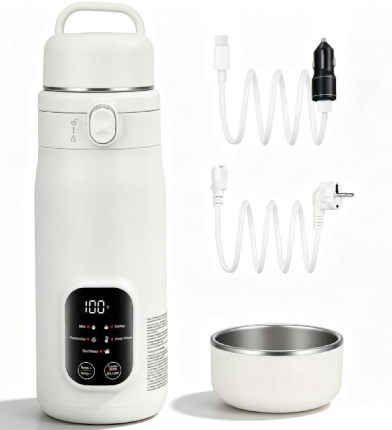 Reiswaterkoker 500ml met LED-display, 5 Temp., Roestvrij Staal 316