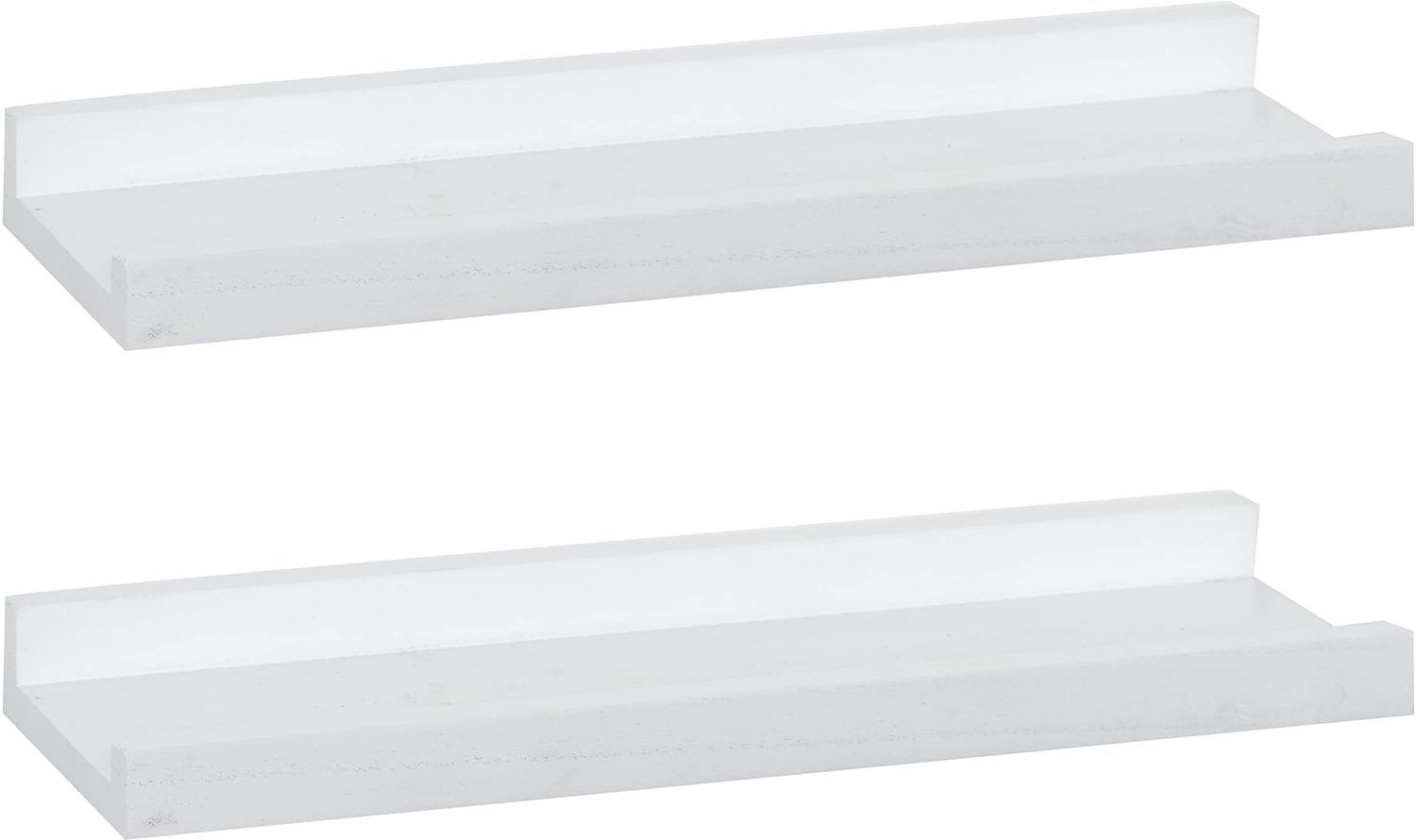 Hangende planken decoratie set van 2 - brede houten displayplank - wit - perfect voor wanddecoratie - Luxento