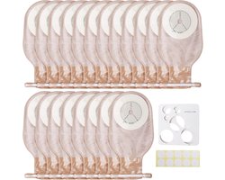 Aicharynic Colostomiezakken, 20 stuks, eendelige draineerbare stomazak, stoma-accessoires, drainagezakken voor ileostomie-stomapverzorging, 15-65 mm snijbare behuizing