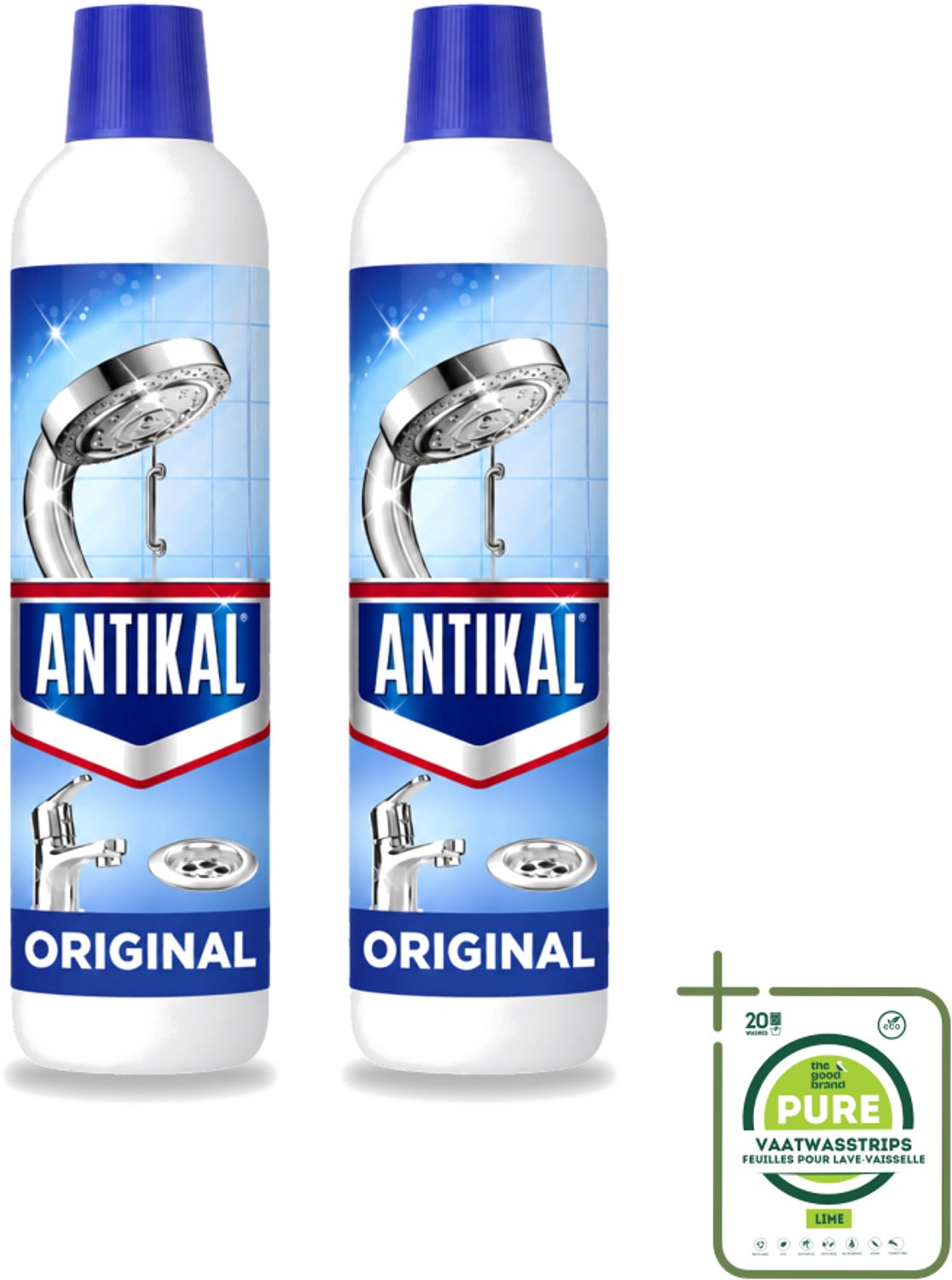 2 x Antikal Original Gel - Kalkreiniger - Extra Hechting - Diepwerkend - 750 ml - Grootverpakking - Vaatwasstrips - Kalkreiniger - Kalkaanslag - Kalkvrij - Anti-druppel - Verticale Oppervlakken