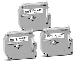3x MarkField compatibel met Brother M-K221 9mm 3/8 labeltape zwart op wit, compatibel met Brother MK-221 MK221 MK221SBZ MK-221BZ labeltape voor PT-65 PT-90 PT-80 PT-55 PT-60, zwart op wit