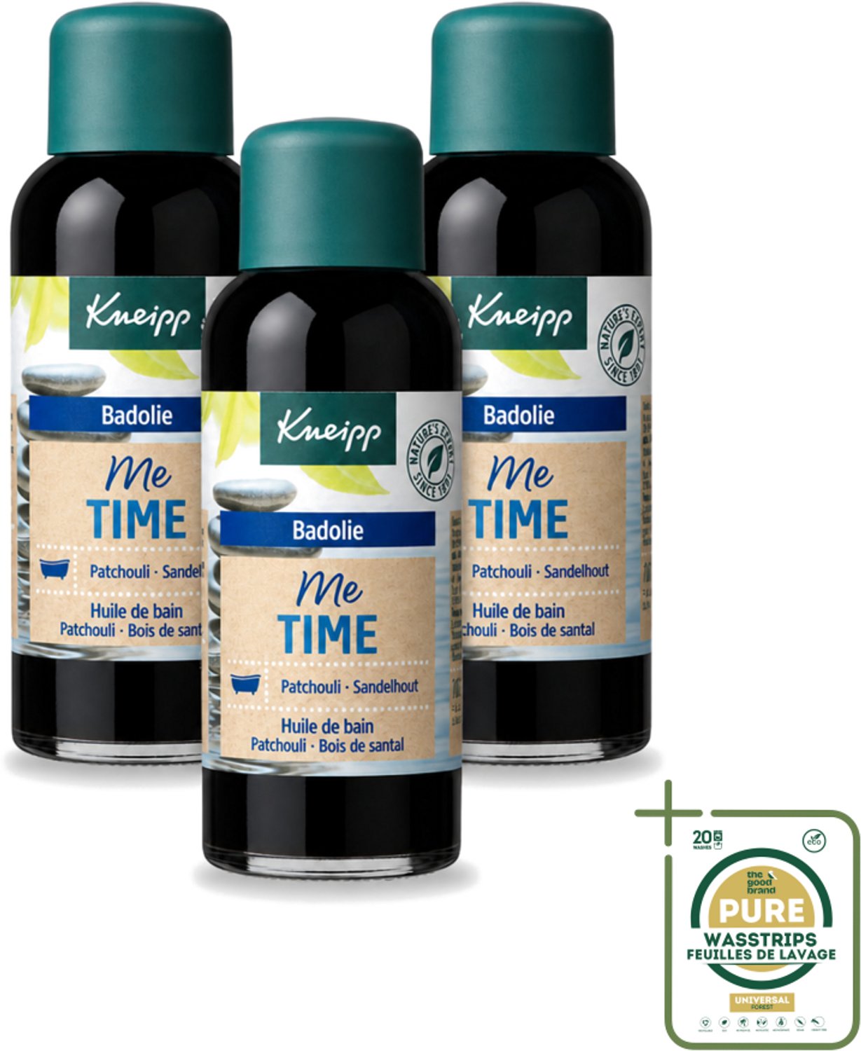 3 x Kneipp - Badolie - Me-Time - Patchouli & Sandelhout - 100 ml - Wasstrips - Badolie - Ontspanning - Selfcare - Patchouli - Sandelhout