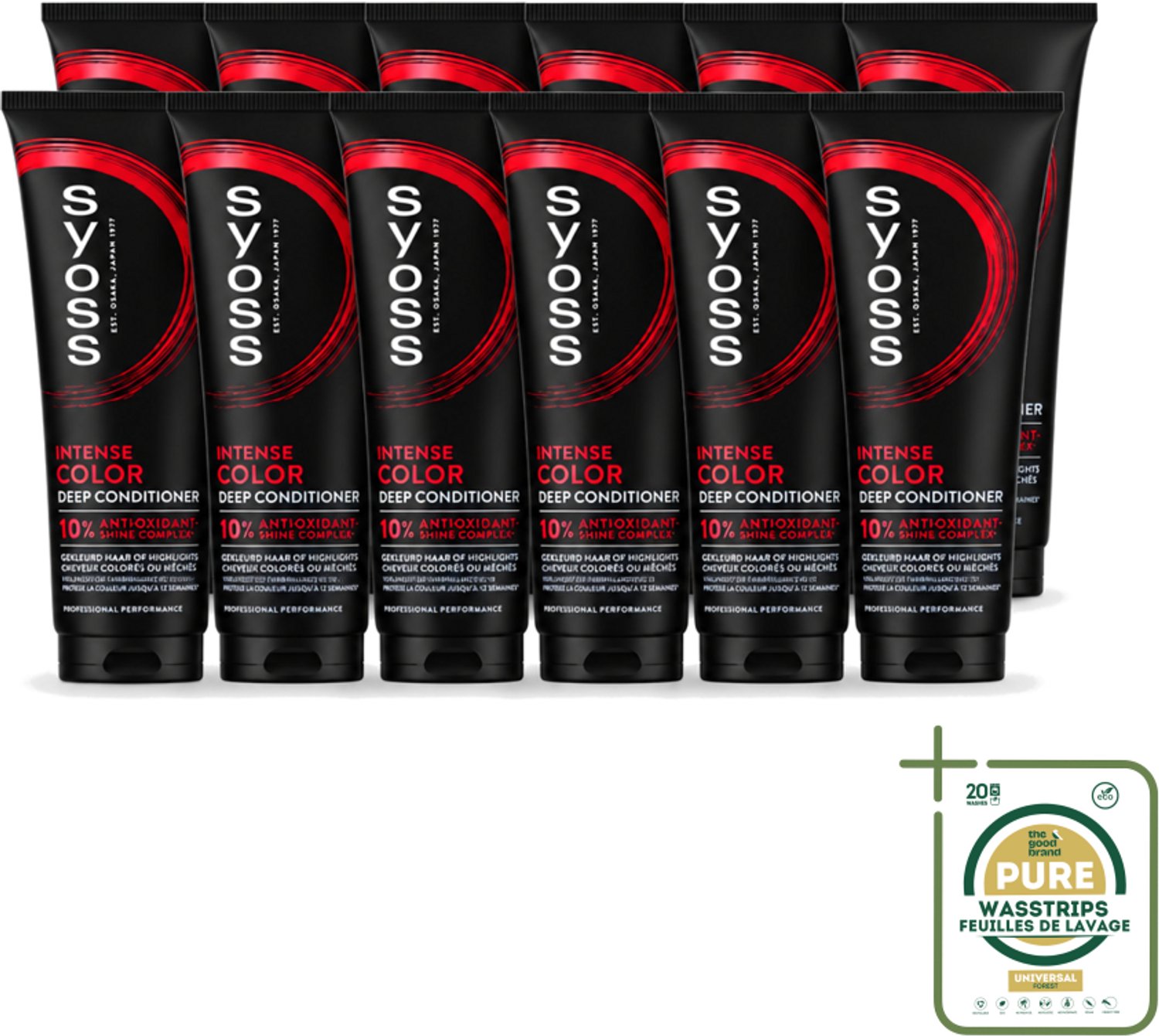 12 x Syoss - Intense Color - Deep Conditioner - Kleurbehoud tot 12 Weken - 250 ml - Wasstrips - Kleurbehoud - Gekleurd Haar - Haarkleur - Haarkleur Behoud - Haarkleur Intensiteit