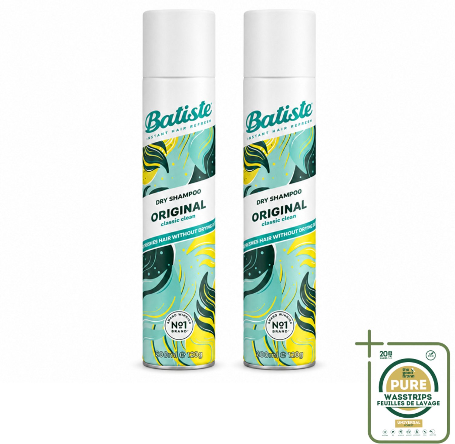 2 x Batiste - Original - Droogshampoo - Klassieke Frisse Geur - Geeft Volume en Textuur - 200ml - Wasstrips - Droogshampoo - Haar Reinigen - Vet Haar - Haar Volume - Haar Frisheid