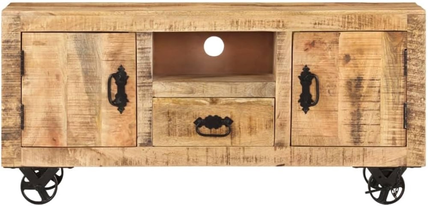 TV-kast, ruw mangohout, 110 x 30 x 50 cm, tv-commode, tv-standaard, tv-kast voor kantoor, woonkamer, slaapkamer