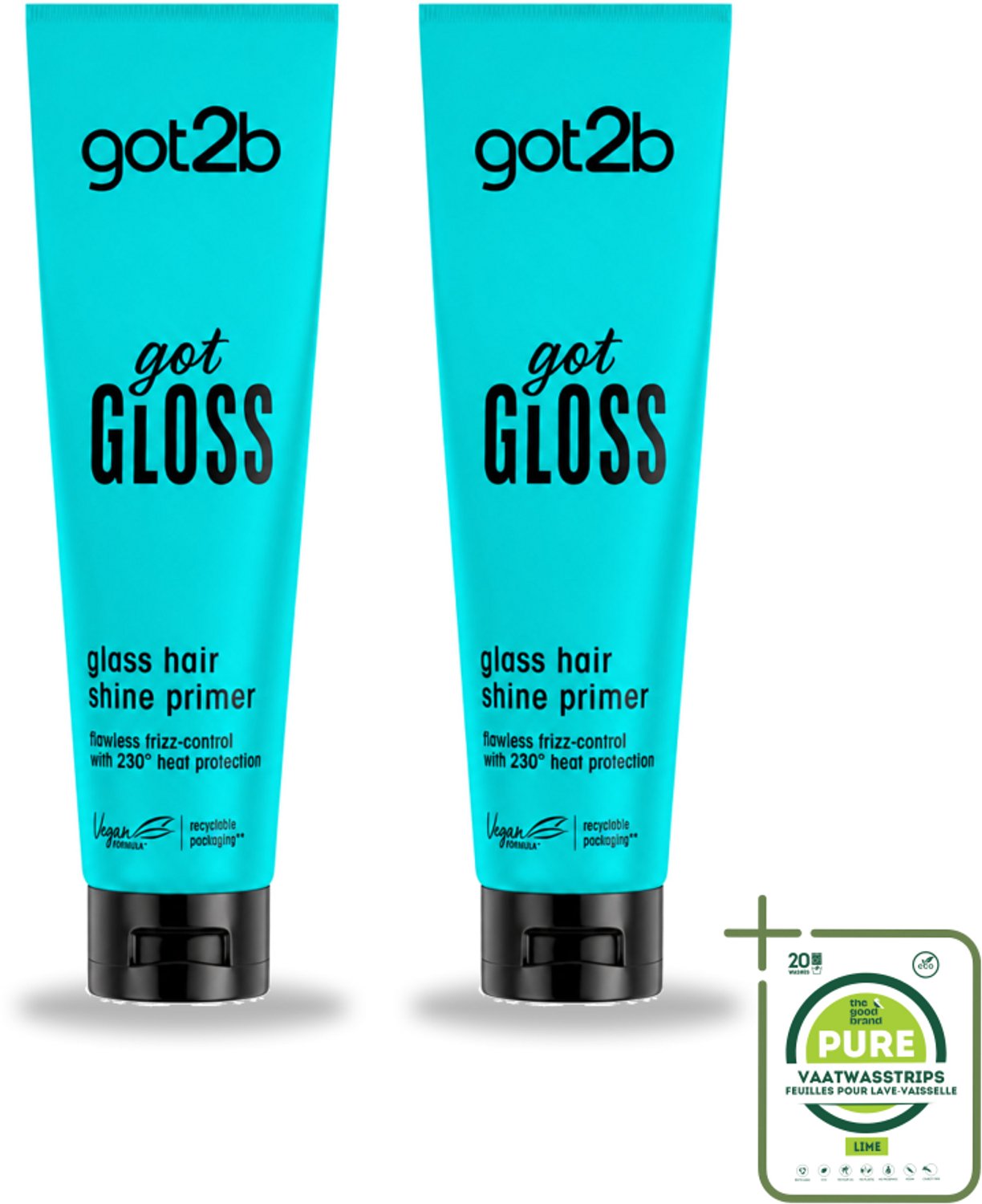 2 x Got2B - Haarprimer - Got Gloss - 150 ml - Grootverpakking - Haarprimer - Glans - Pluiscontrole - Hittebescherming - Haarstyling